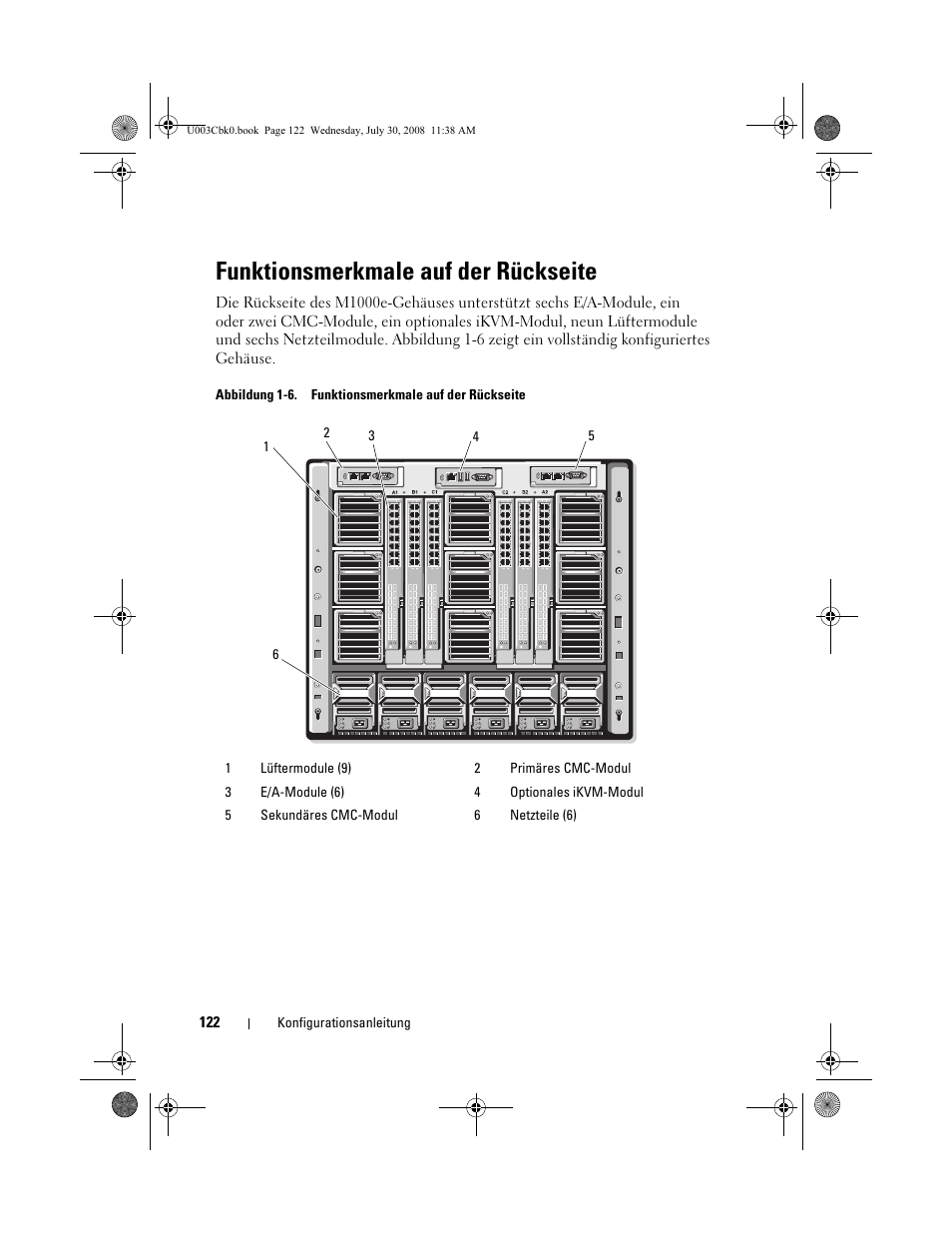 Funktionsmerkmale auf der rückseite | Dell PowerEdge M600 User Manual | Page 124 / 232