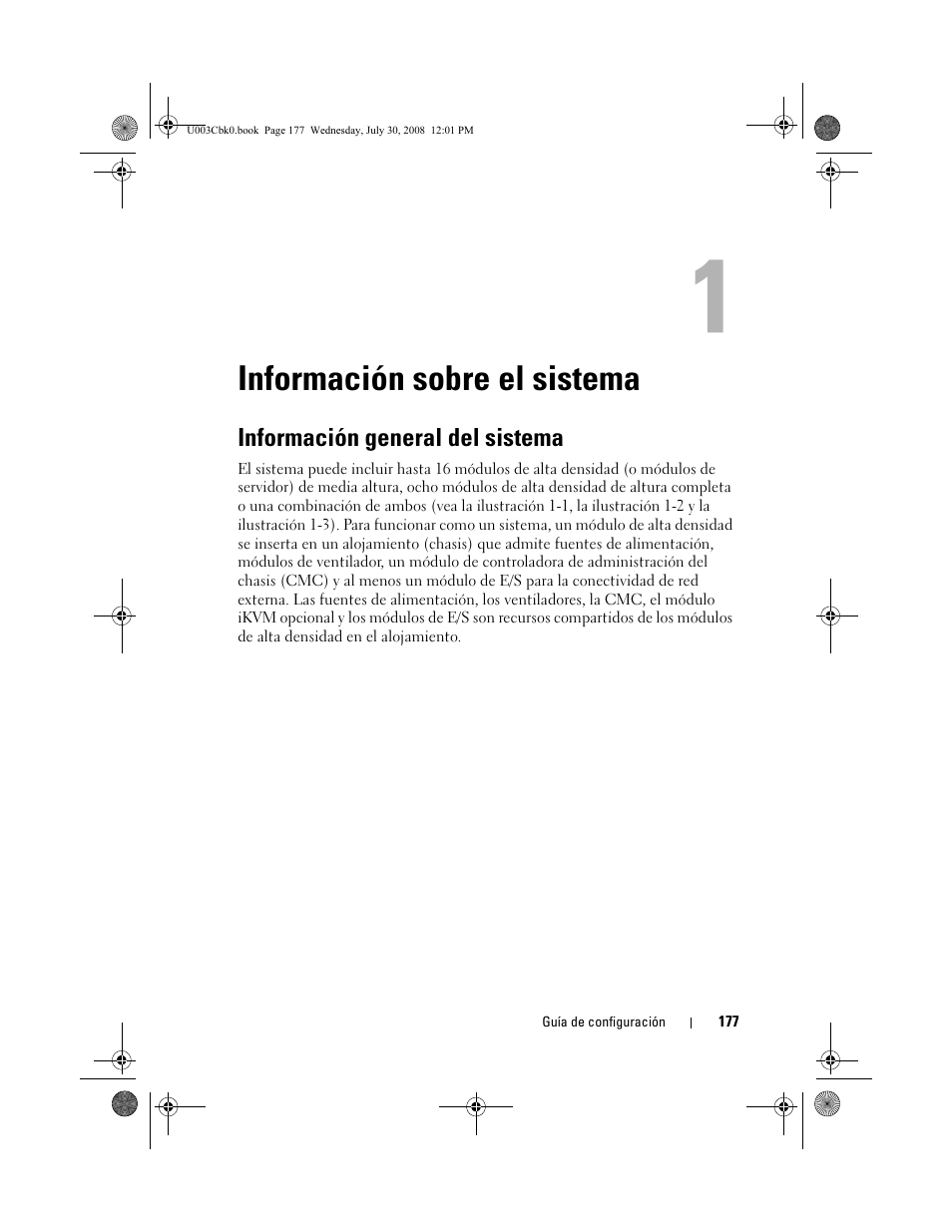 Información sobre el sistema, Información general del sistema | Dell PowerEdge M600 User Manual | Page 179 / 232