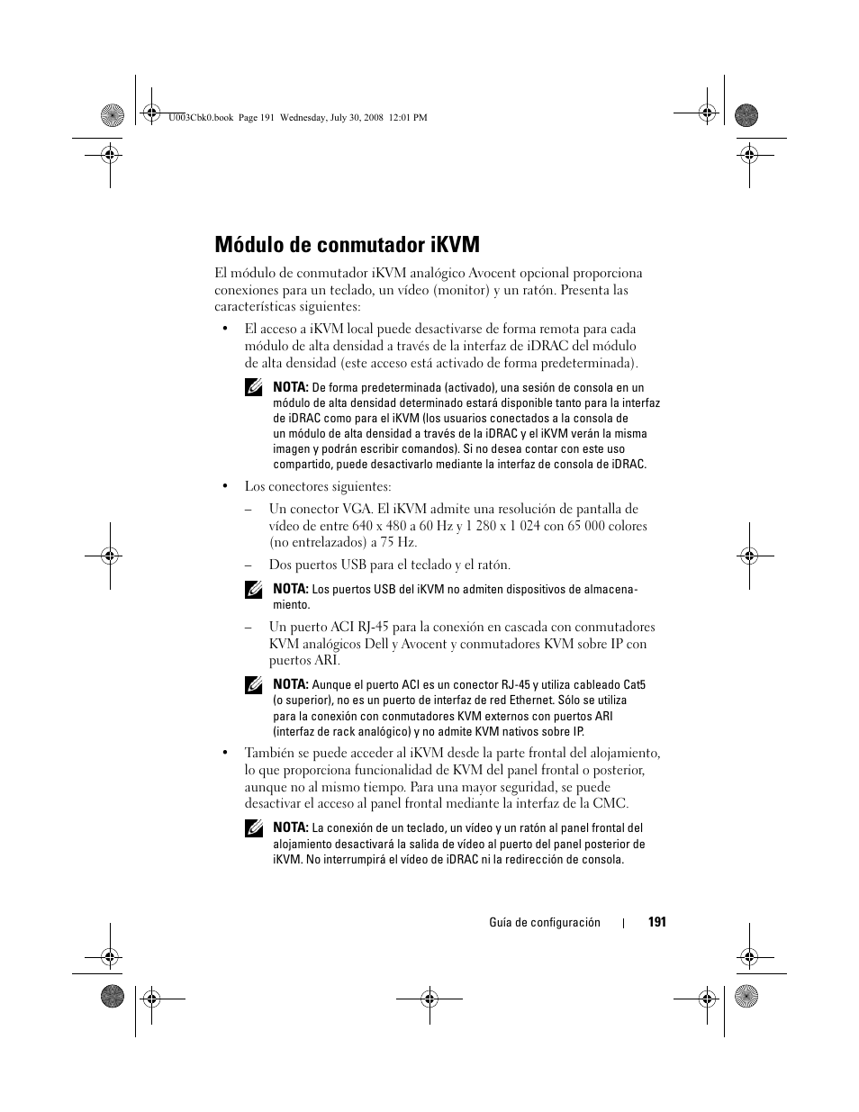 Módulo de conmutador ikvm | Dell PowerEdge M600 User Manual | Page 193 / 232