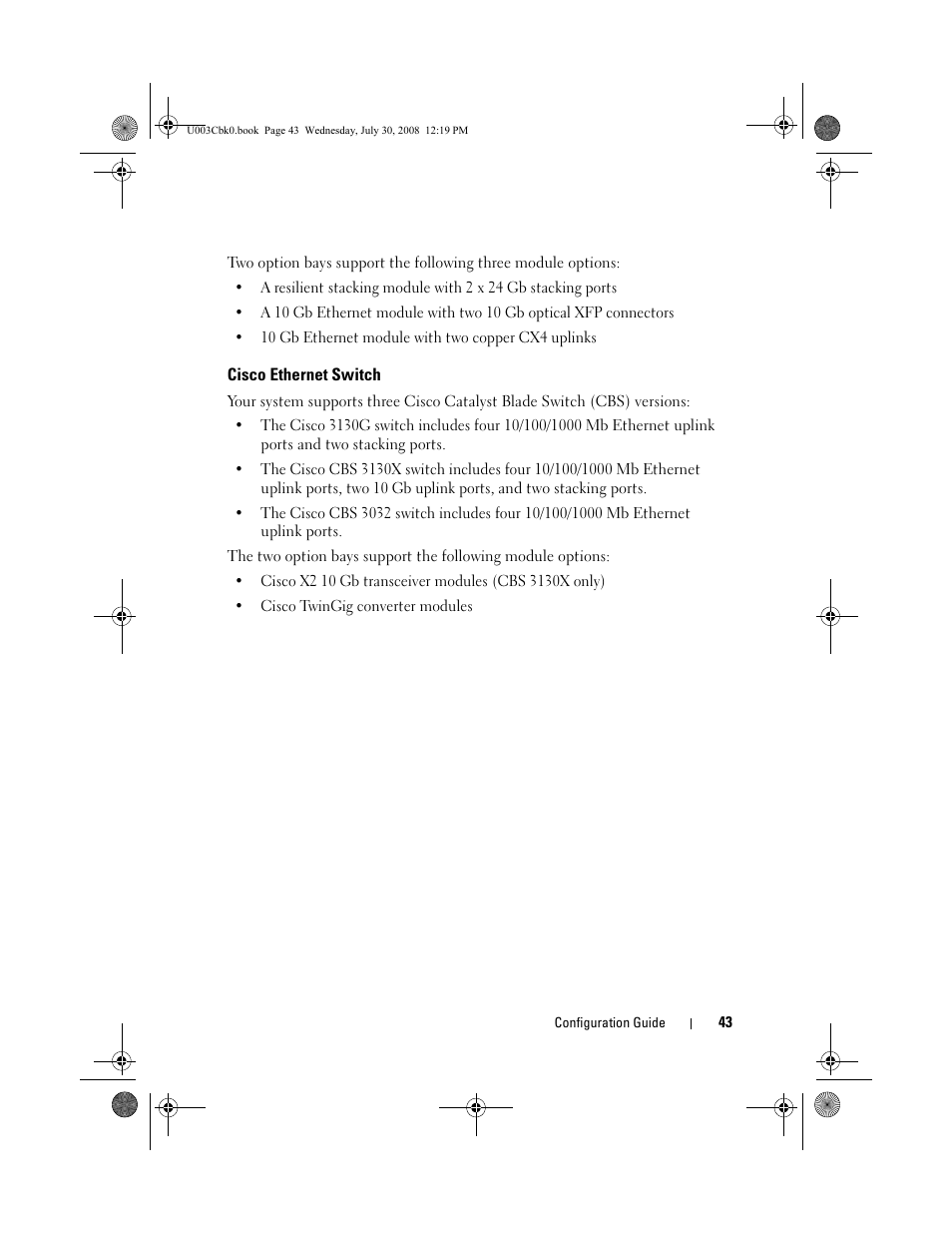 Cisco ethernet switch | Dell PowerEdge M600 User Manual | Page 45 / 232
