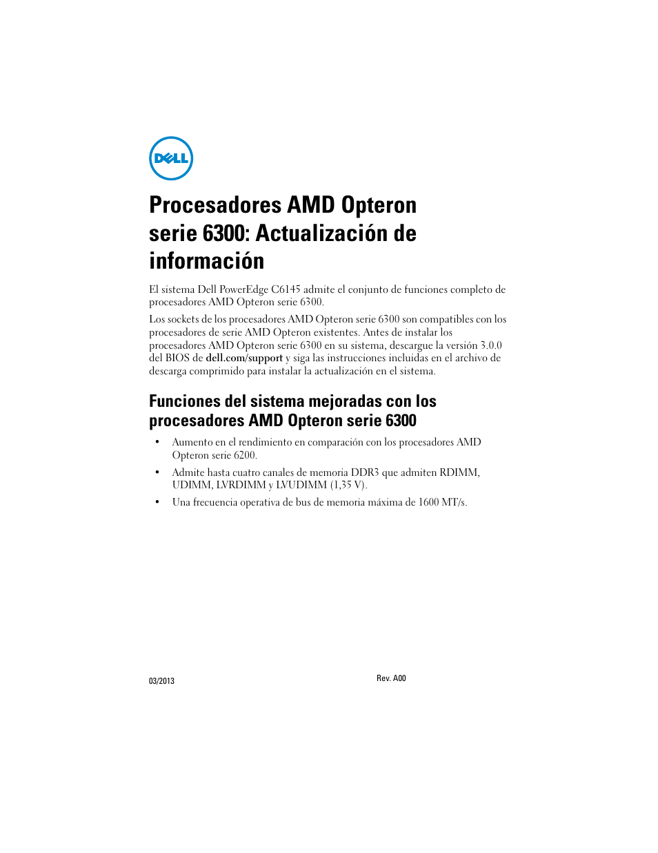 Dell PowerEdge C6145 User Manual | 2 pages