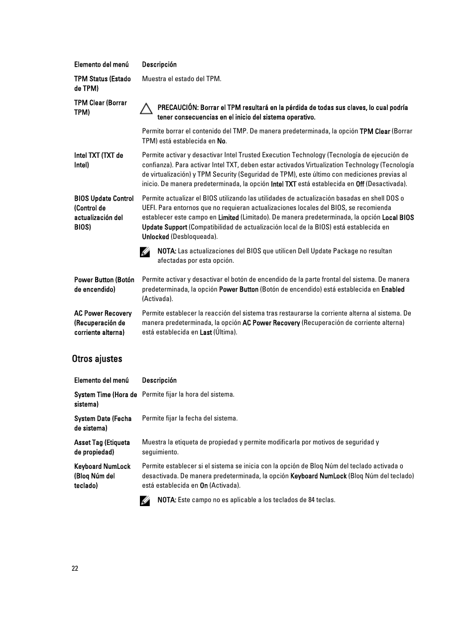 Otros ajustes | Dell PowerEdge VRTX User Manual | Page 22 / 173