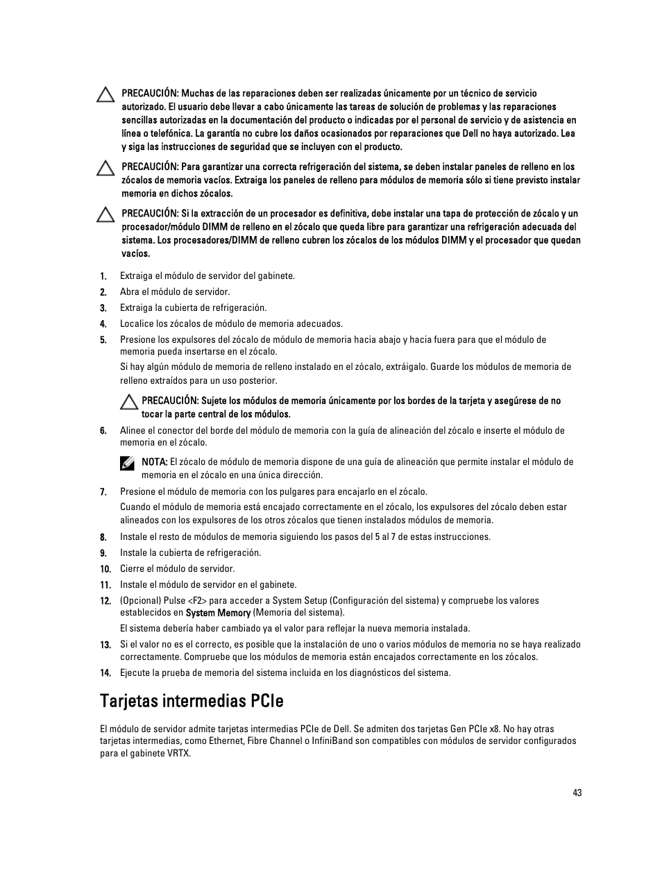 Tarjetas intermedias pcie | Dell PowerEdge VRTX User Manual | Page 43 / 173