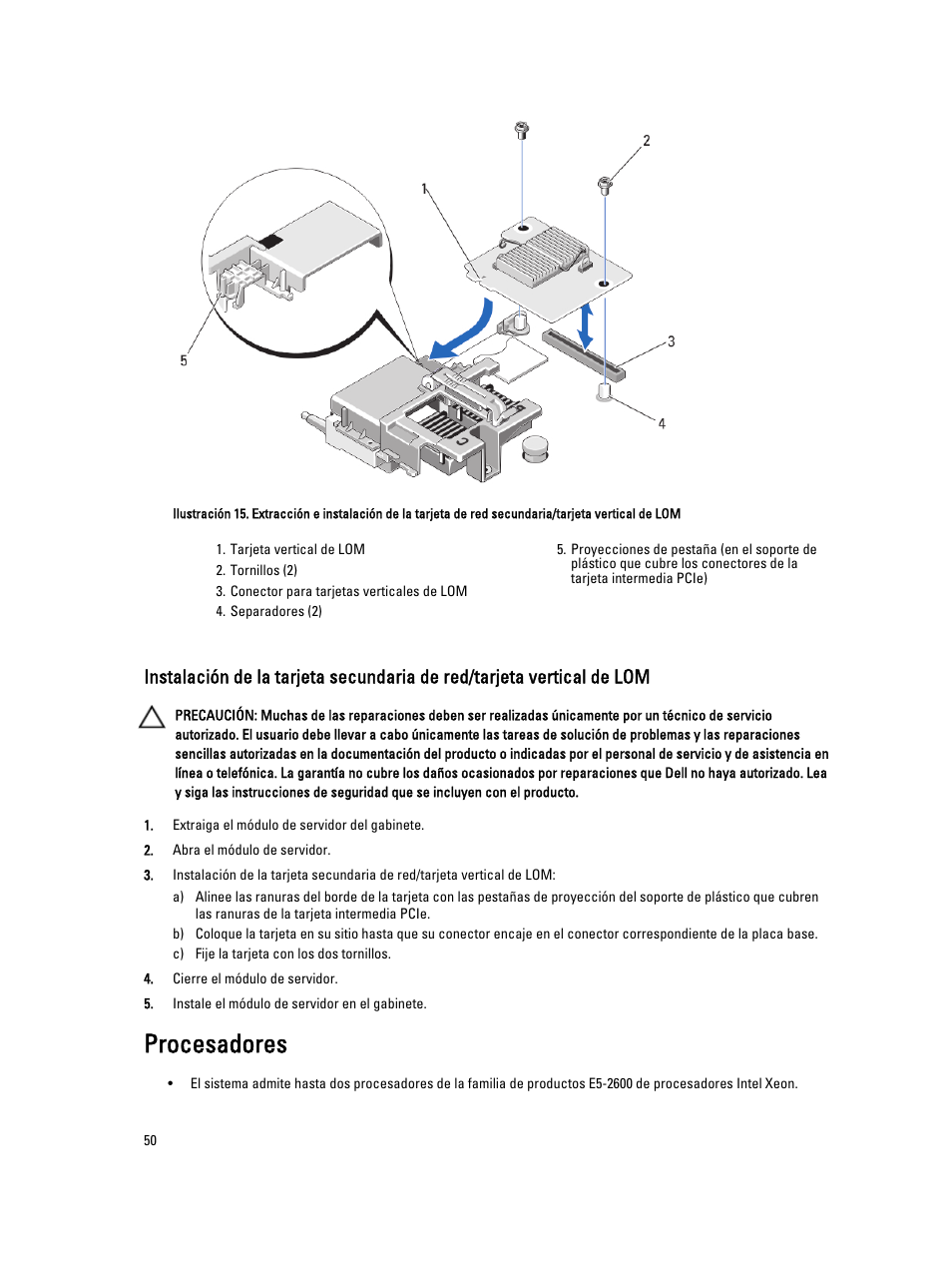 Procesadores | Dell PowerEdge VRTX User Manual | Page 50 / 173