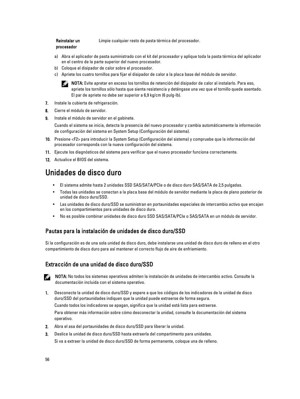 Unidades de disco duro, Extracción de una unidad de disco duro/ssd | Dell PowerEdge VRTX User Manual | Page 56 / 173