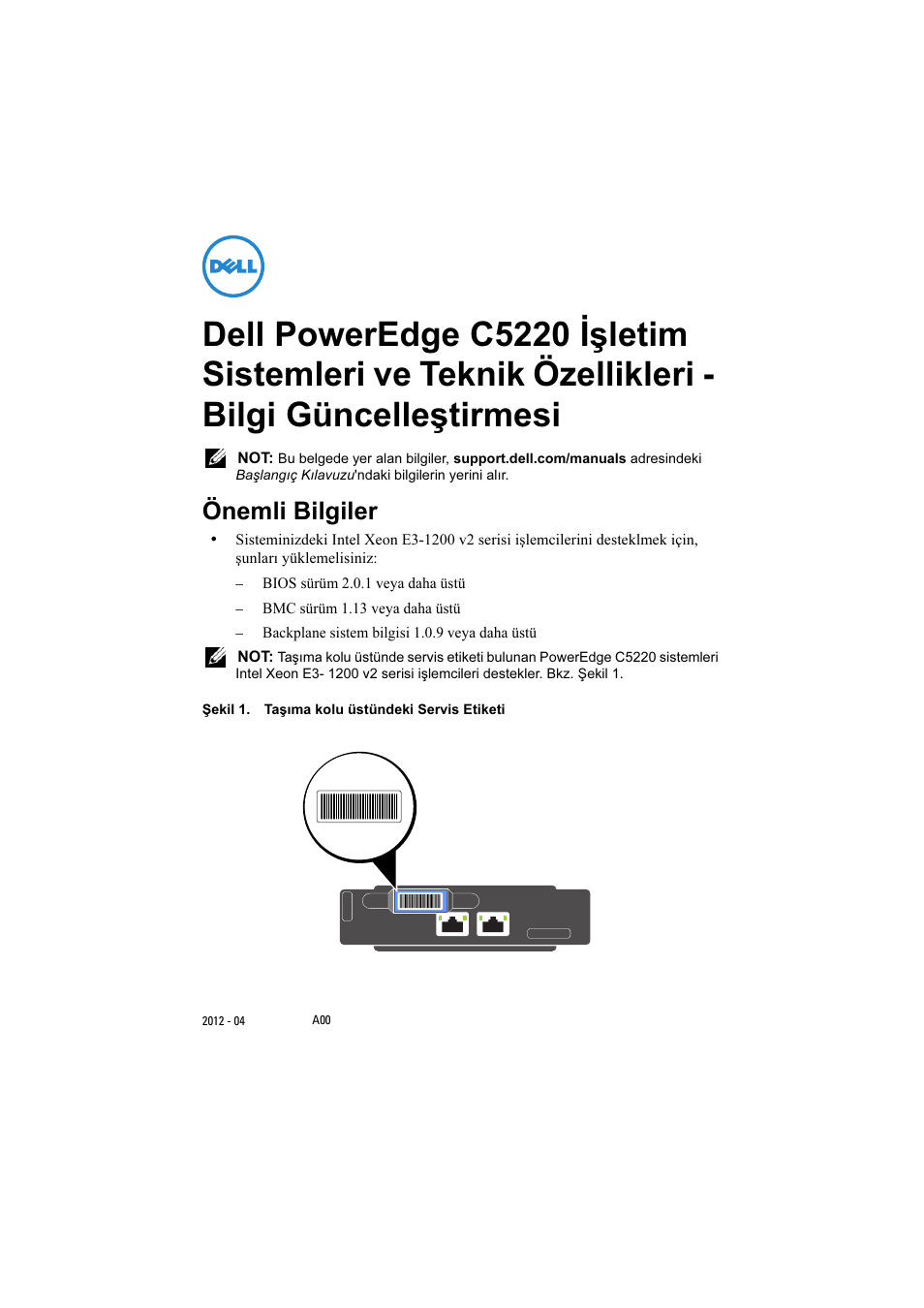 Önemli bilgiler | Dell PowerEdge C5220 User Manual | Page 29 / 32