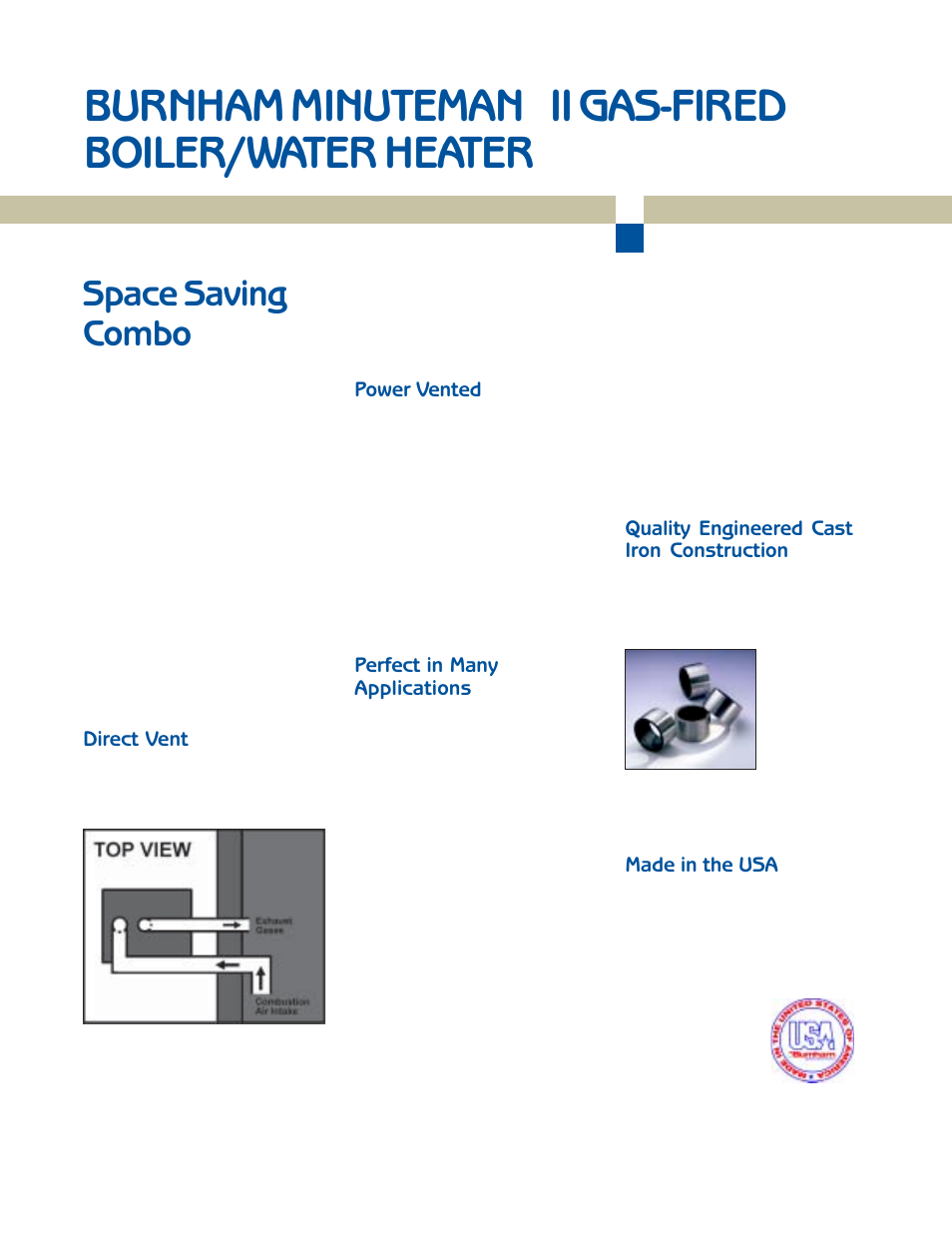 Burnham minuteman, Ii gas-fired boiler/water heater, Space saving combo | Burnham Minuteman II User Manual | Page 2 / 6