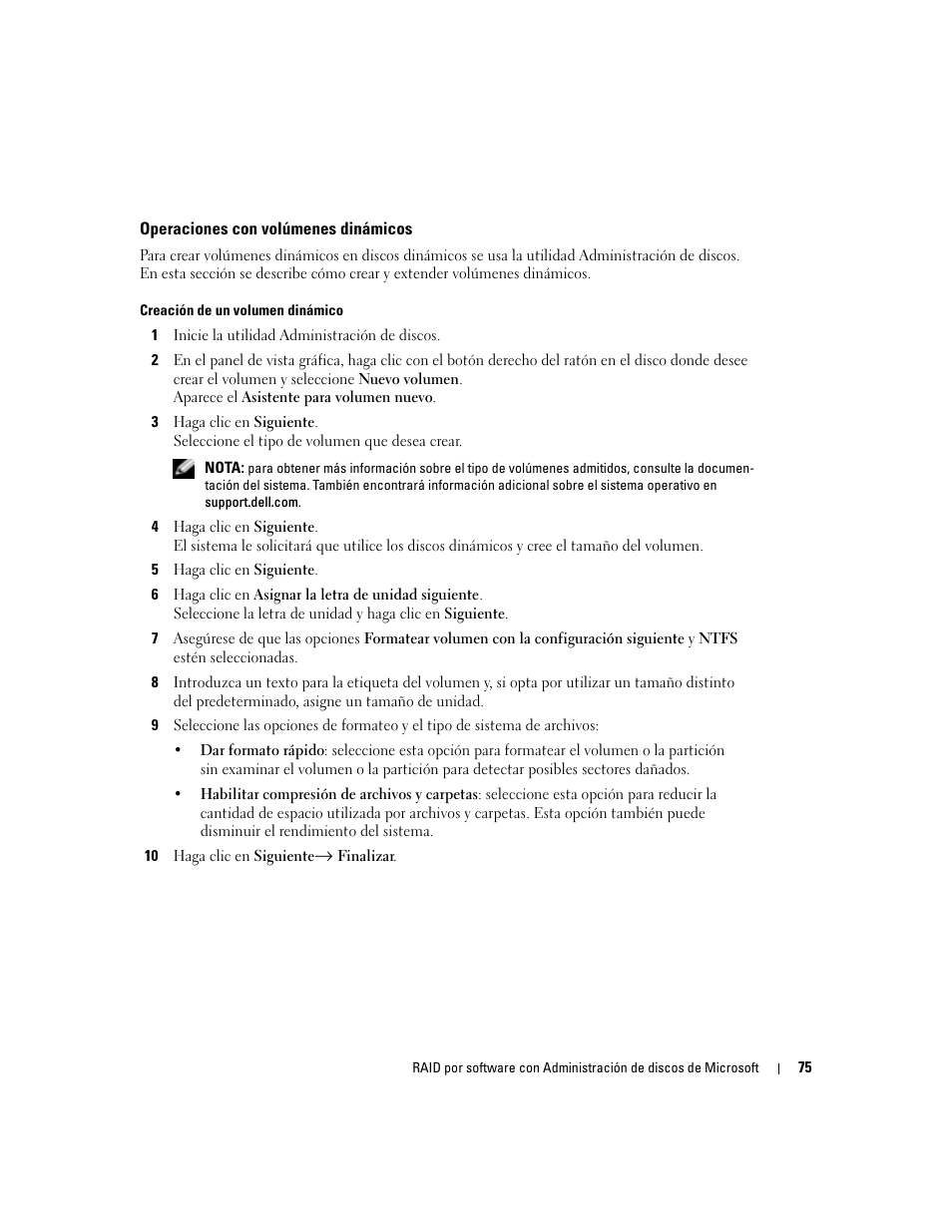 Operaciones con volúmenes dinámicos | Dell Software RAID with Microsoft Disk Management User Manual | Page 77 / 82