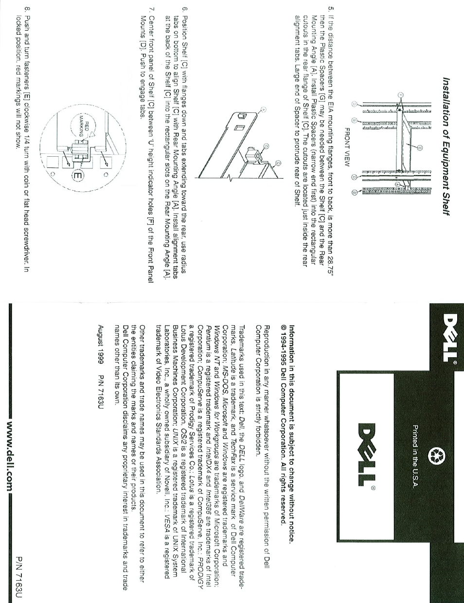 Installation of equipment shelf | Dell PowerEdge Rack Enclosure 4020S User Manual | Page 3 / 10