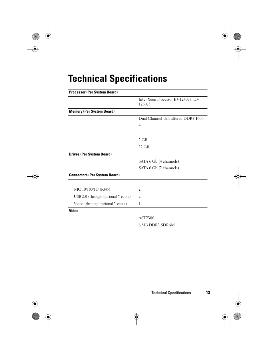 Technical specifications | Dell PowerEdge C5230 User Manual | Page 15 / 72