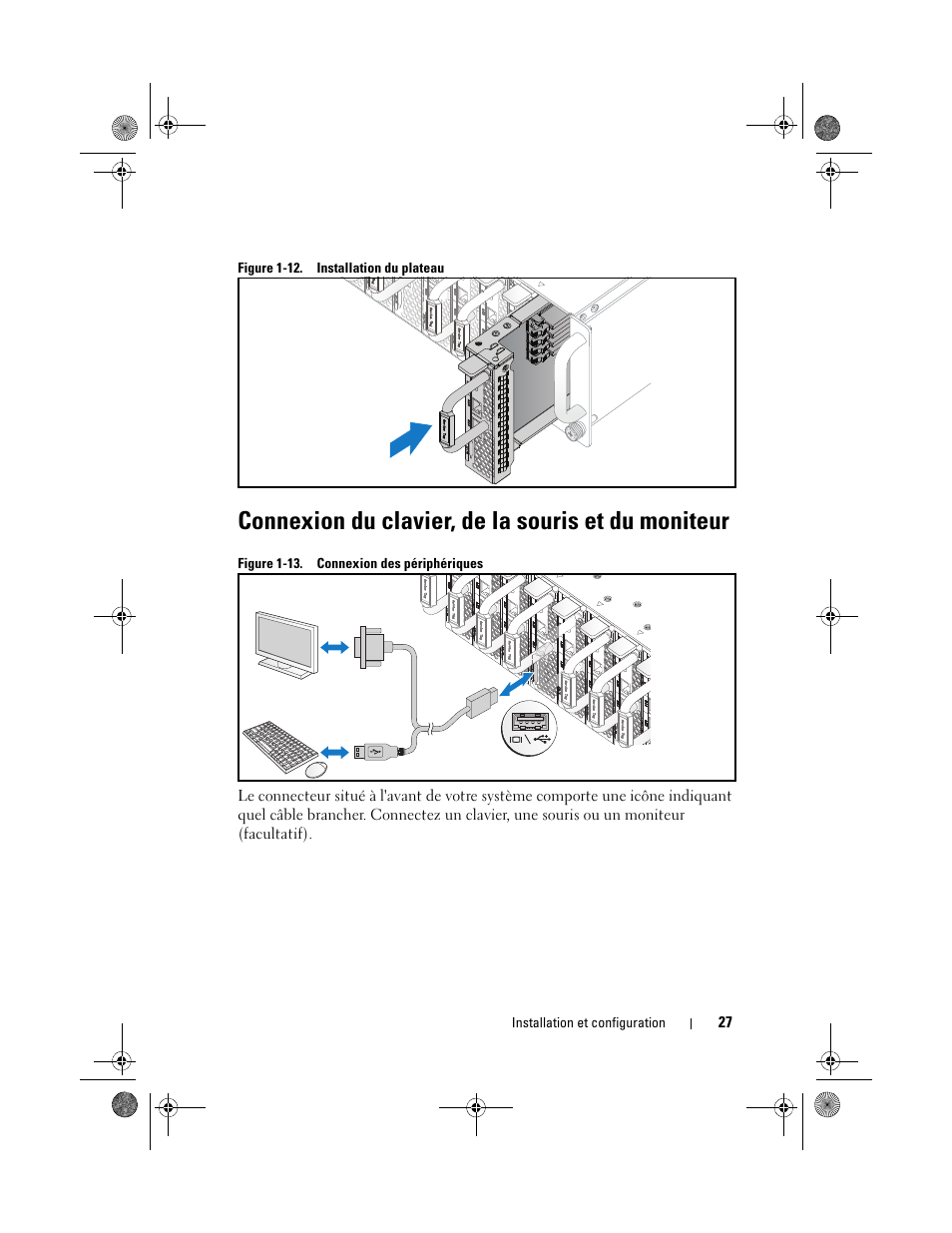 Connexion du clavier, de la souris et du moniteur | Dell PowerEdge C5230 User Manual | Page 29 / 72