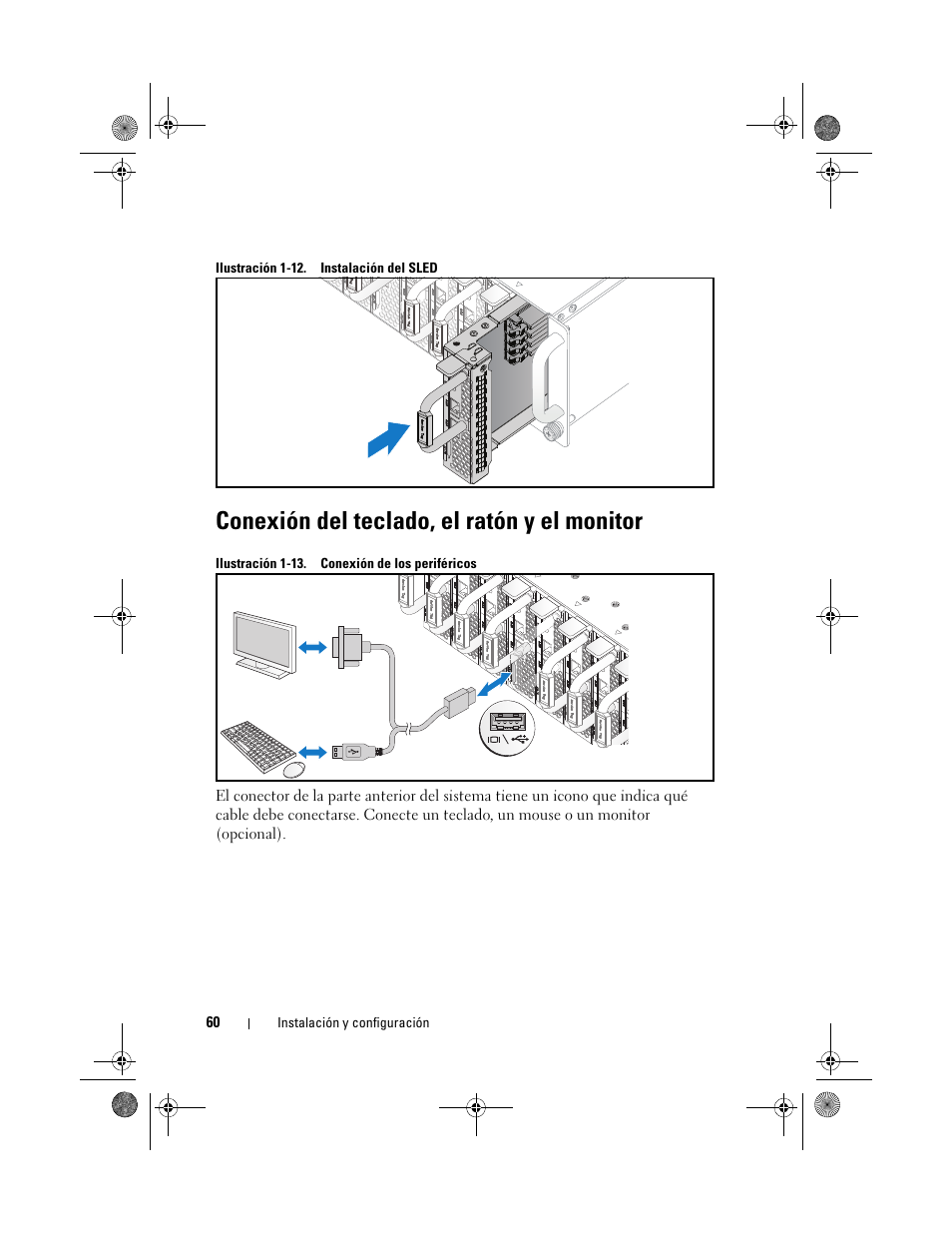 Conexión del teclado, el ratón y el monitor | Dell PowerEdge C5230 User Manual | Page 62 / 72