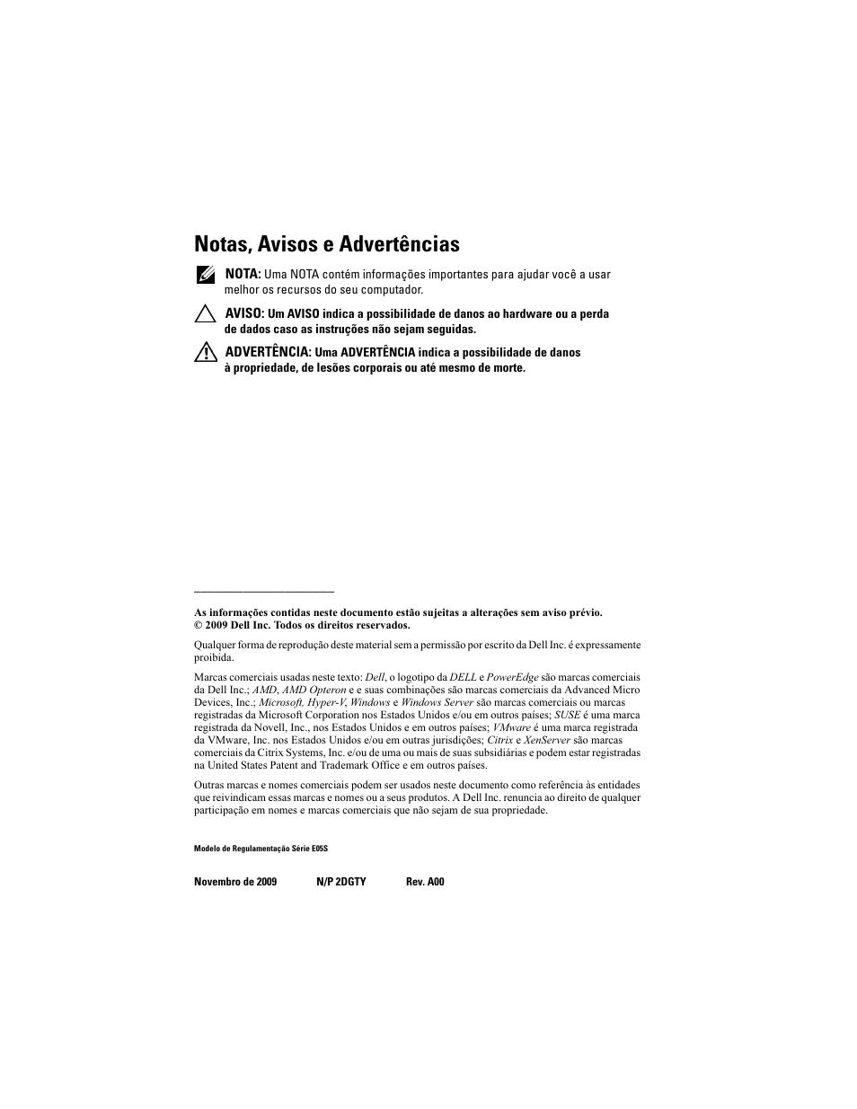 Notas, avisos e advertências | Dell PowerEdge R815 User Manual | Page 28 / 50