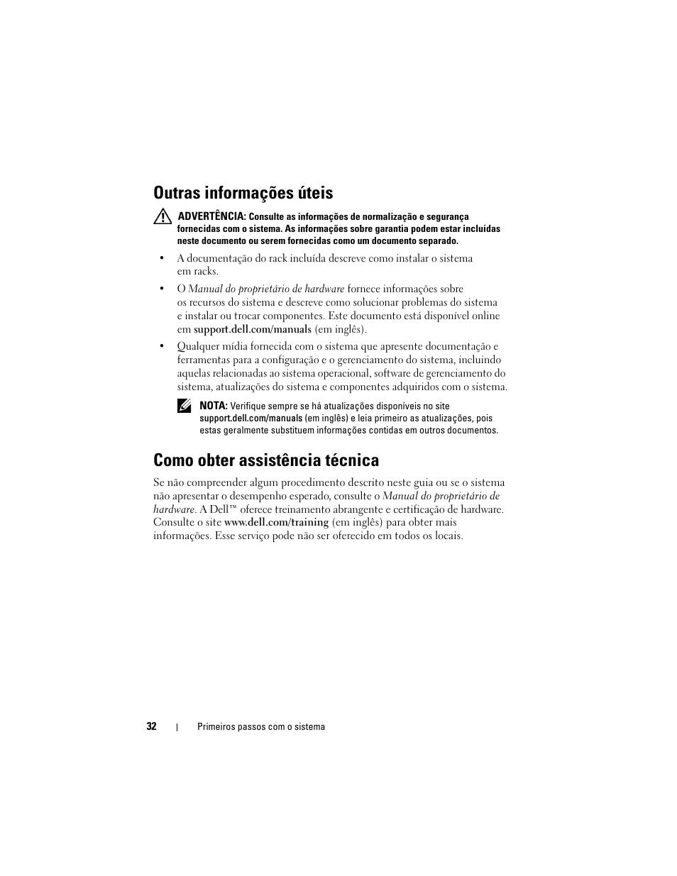 Outras informações úteis, Como obter assistência técnica | Dell PowerEdge R815 User Manual | Page 34 / 50