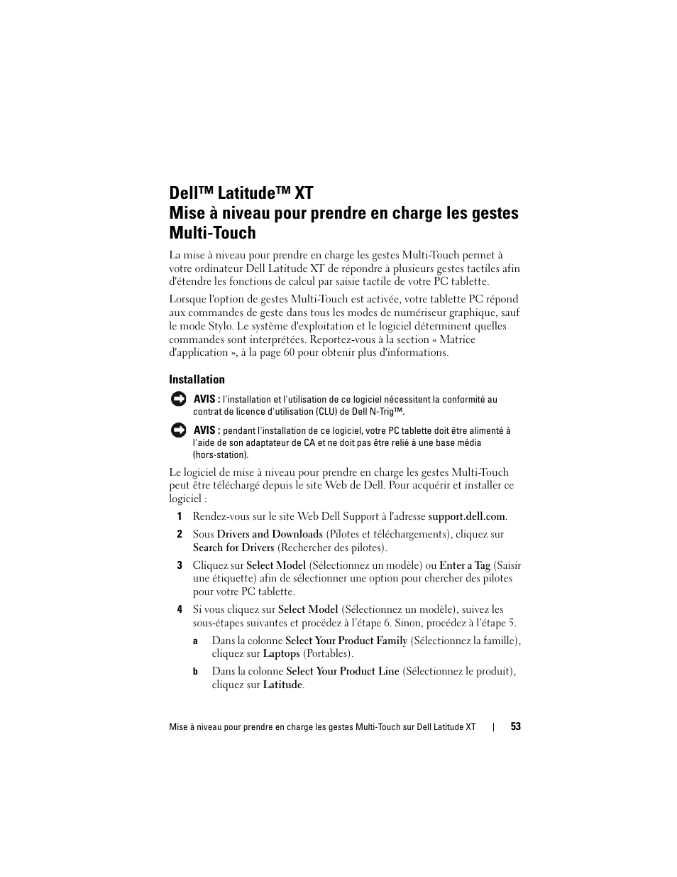 Installation | Dell Latitude XT (Late 2007) User Manual | Page 55 / 148