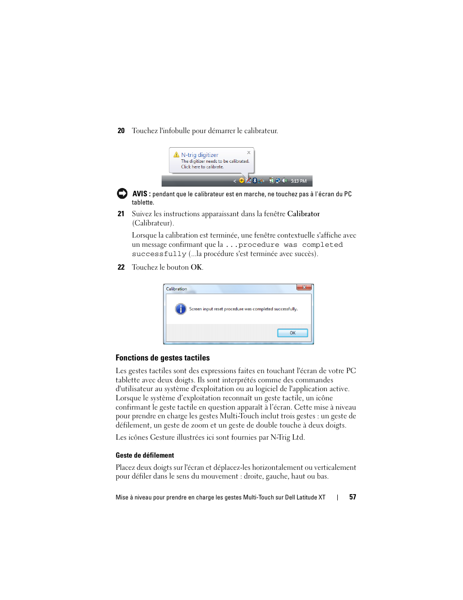 Fonctions de gestes tactiles | Dell Latitude XT (Late 2007) User Manual | Page 59 / 148