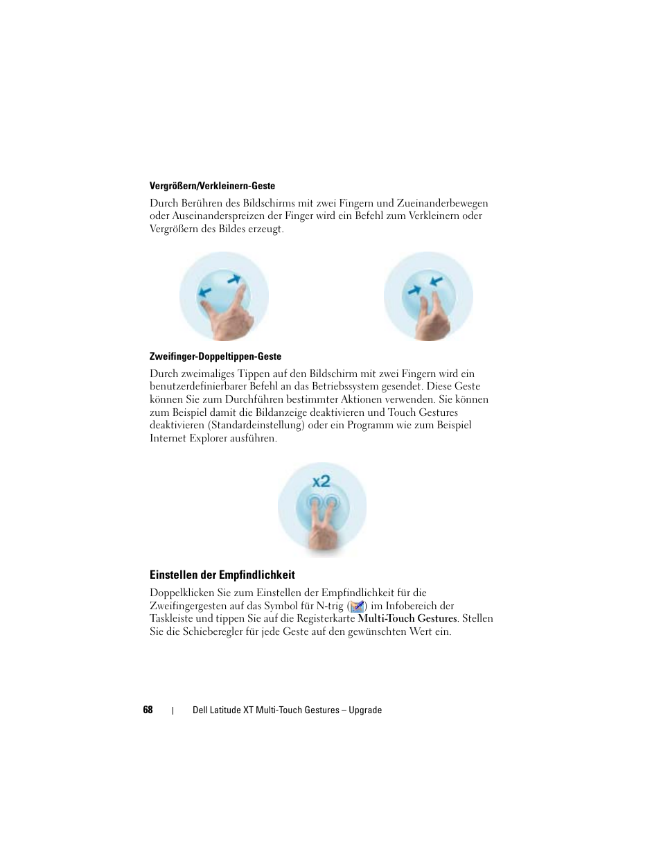 Einstellen der empfindlichkeit | Dell Latitude XT (Late 2007) User Manual | Page 70 / 148