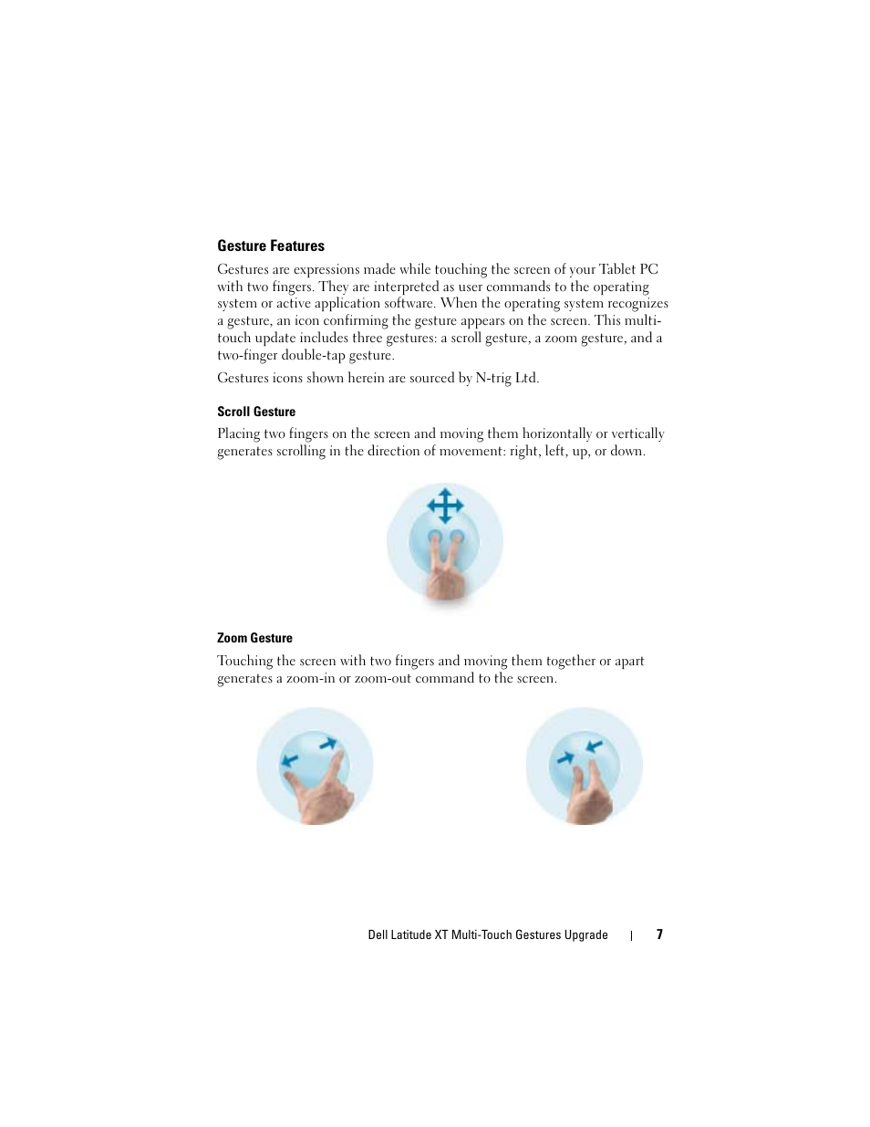 Gesture features | Dell Latitude XT (Late 2007) User Manual | Page 9 / 148