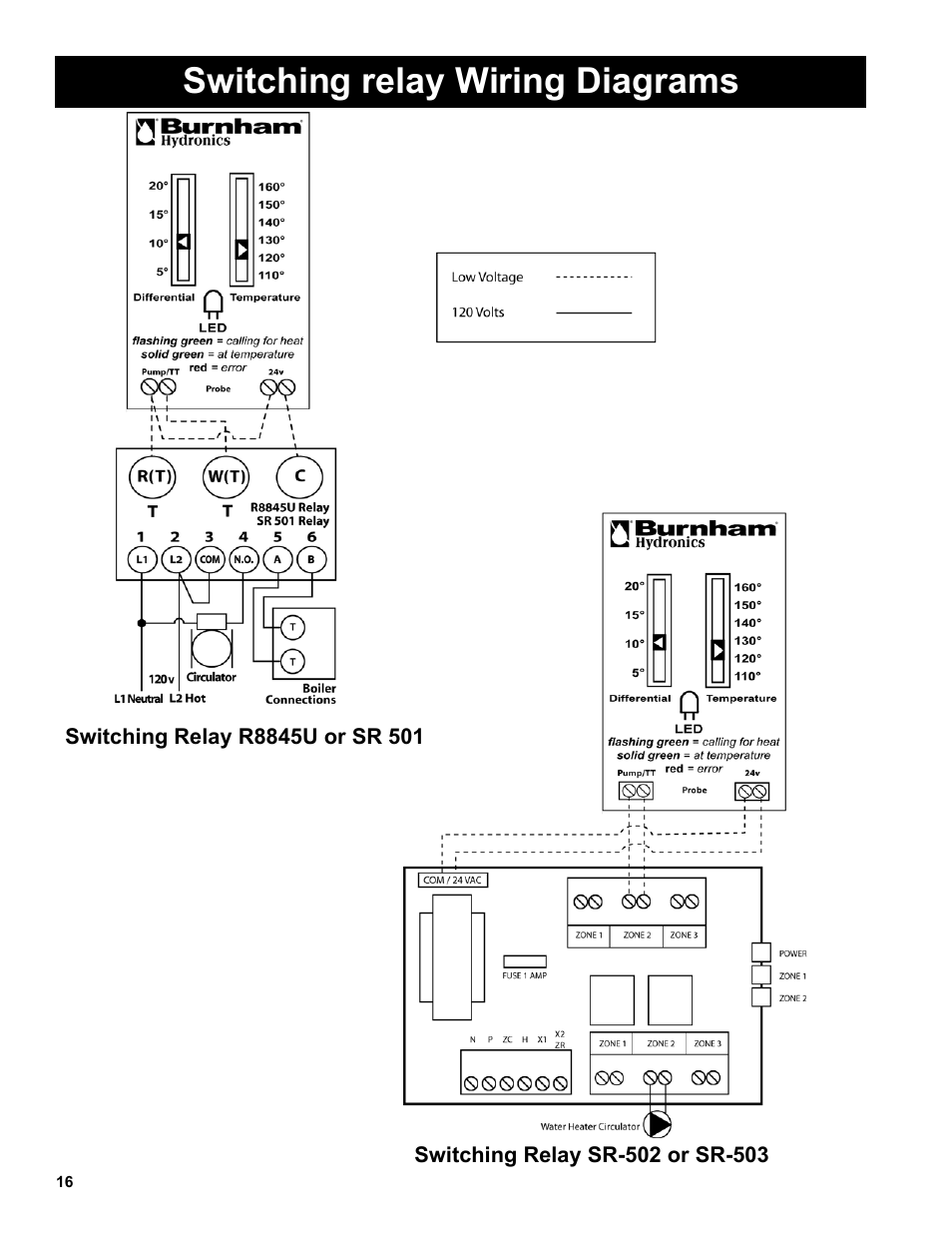 Switching relay wiring diagrams | Burnham Indirect - Fired Water Heater AL SL User Manual | Page 16 / 24