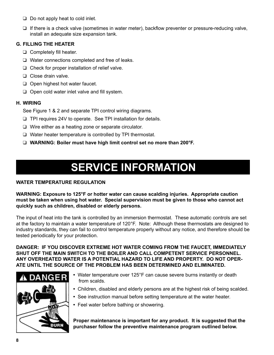 Service information | Burnham Indirect - Fired Water Heater AL SL User Manual | Page 8 / 24