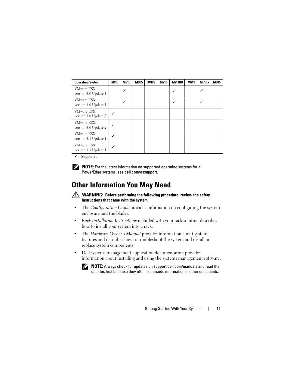 Other information you may need | Dell PowerEdge M610x User Manual | Page 13 / 92