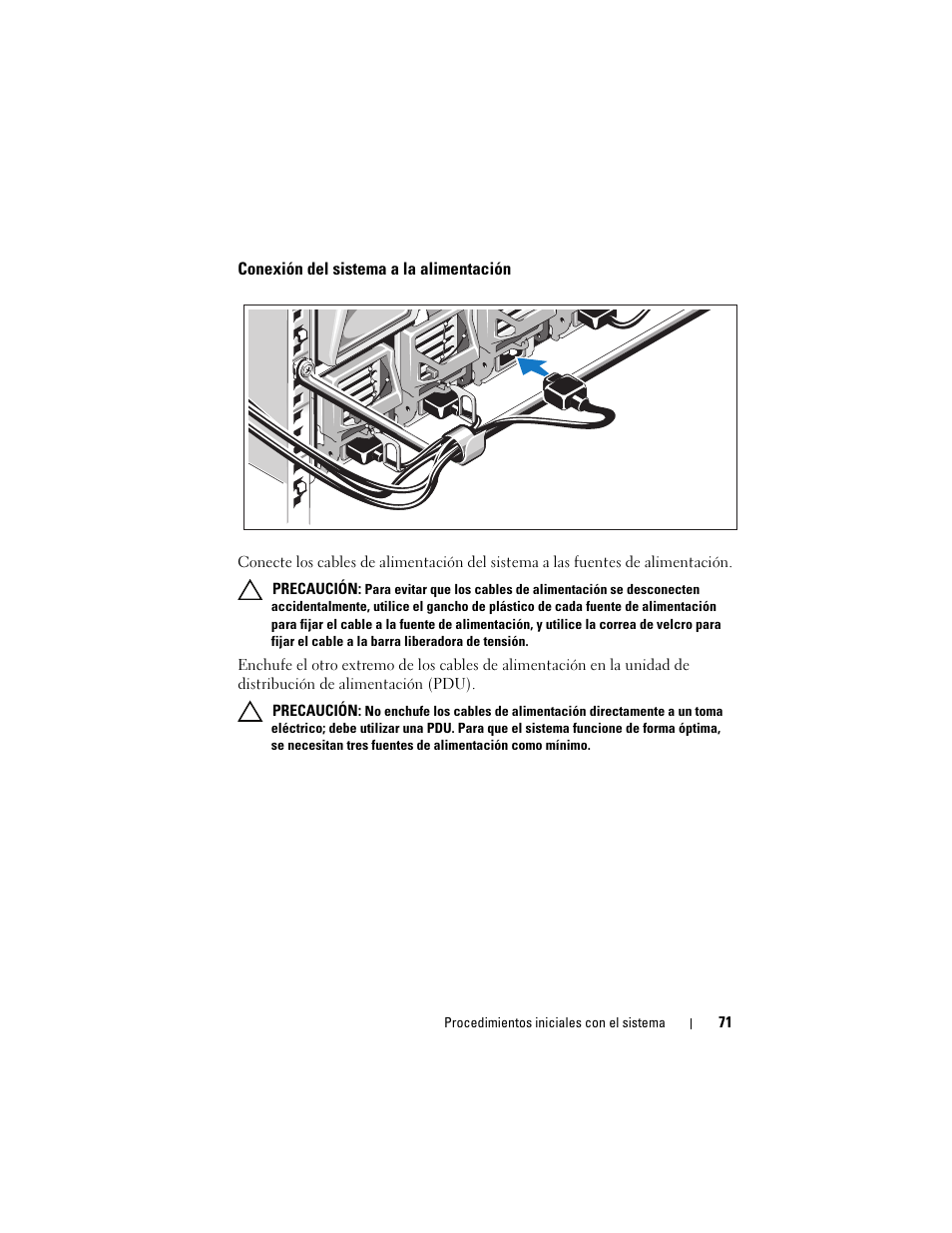 Conexión del sistema a la alimentación | Dell PowerEdge M610x User Manual | Page 73 / 92