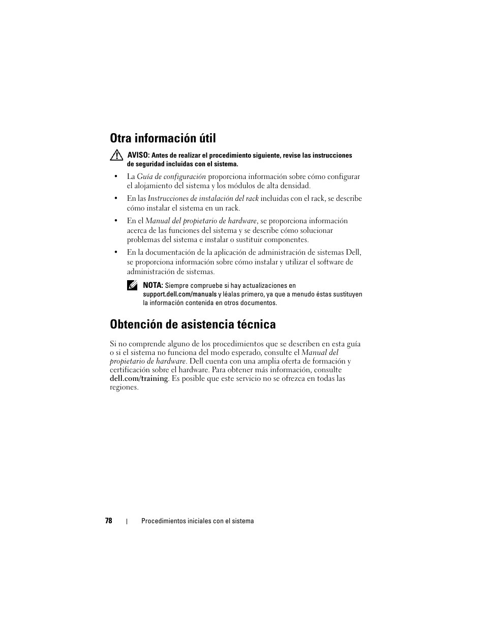 Otra información útil, Obtención de asistencia técnica | Dell PowerEdge M610x User Manual | Page 80 / 92