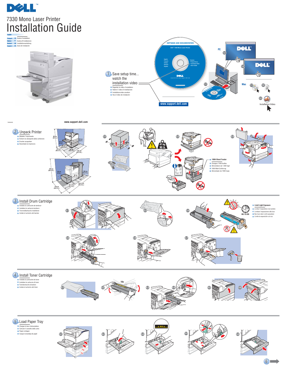 Dell 7330dn Mono Laser Printer User Manual | 2 pages