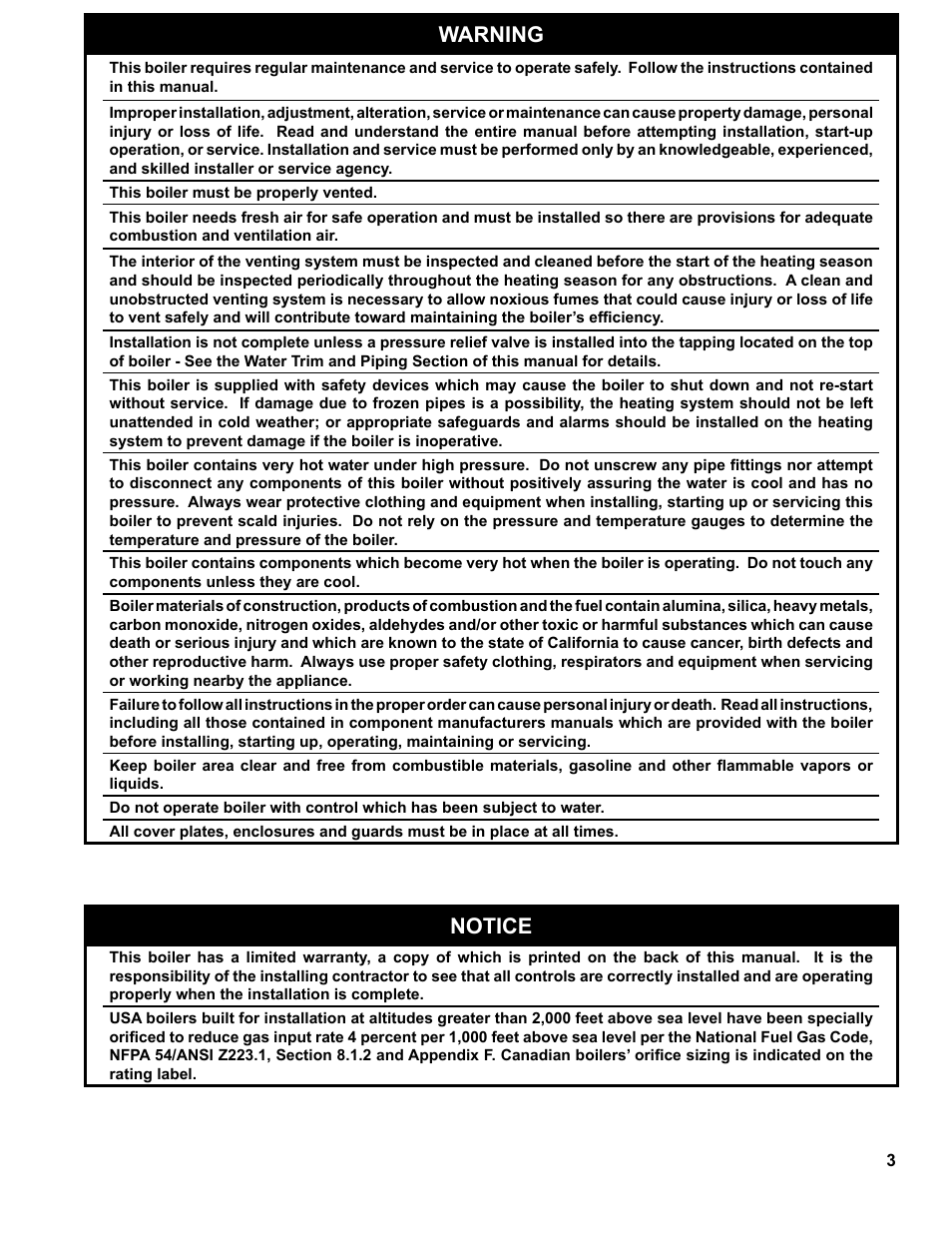 Warning, Notice | Burnham 8H User Manual | Page 3 / 92