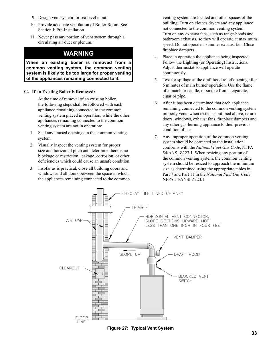 Warning | Burnham 8H User Manual | Page 33 / 92