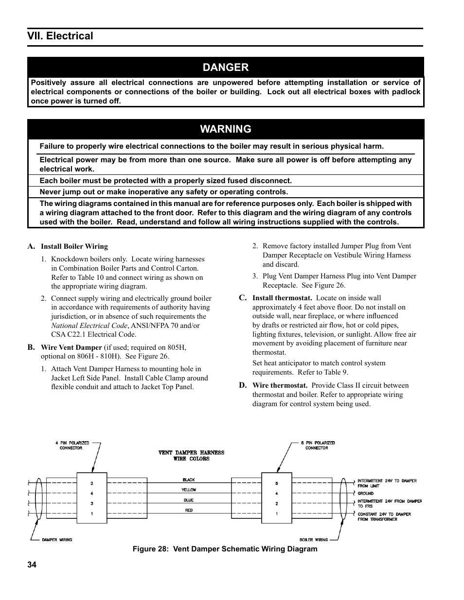 Vii. electrical warning, Danger | Burnham 8H User Manual | Page 34 / 92