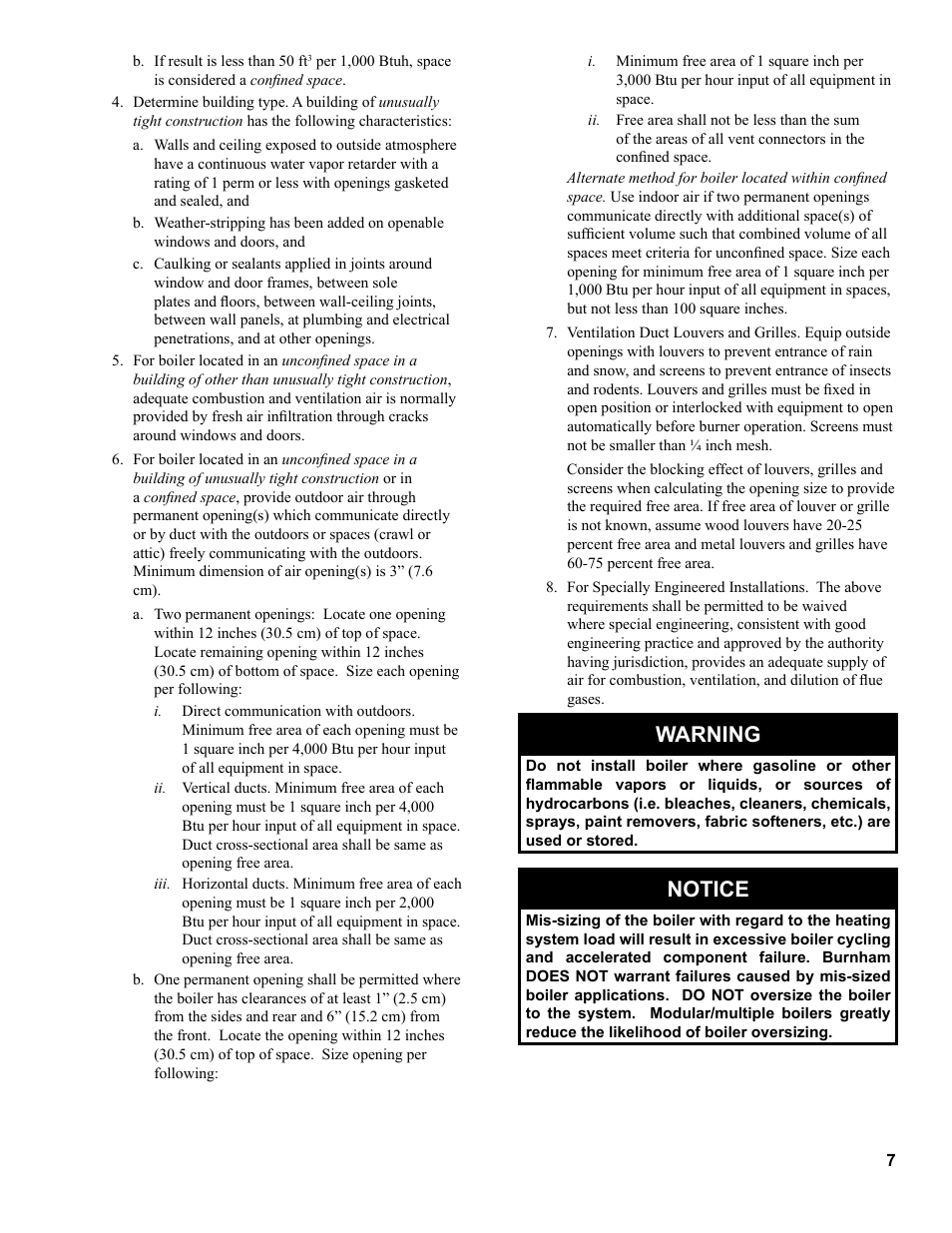 Warning, Notice | Burnham 8H User Manual | Page 7 / 92