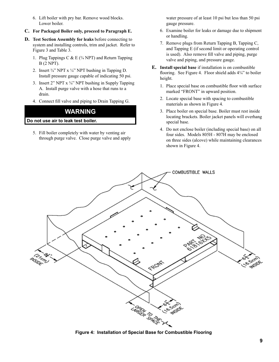 Warning | Burnham 8H User Manual | Page 9 / 92