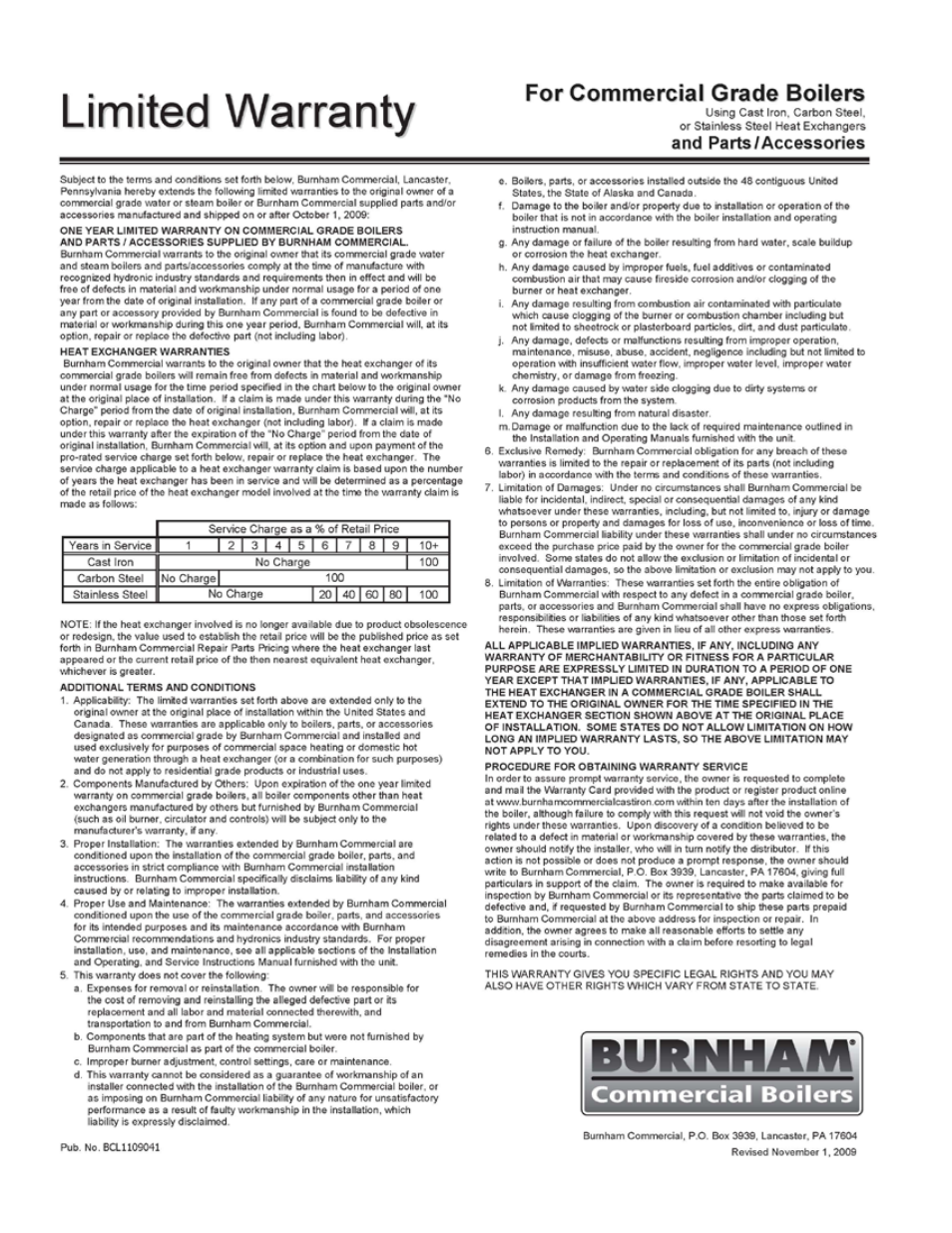 Burnham 8H User Manual | Page 92 / 92