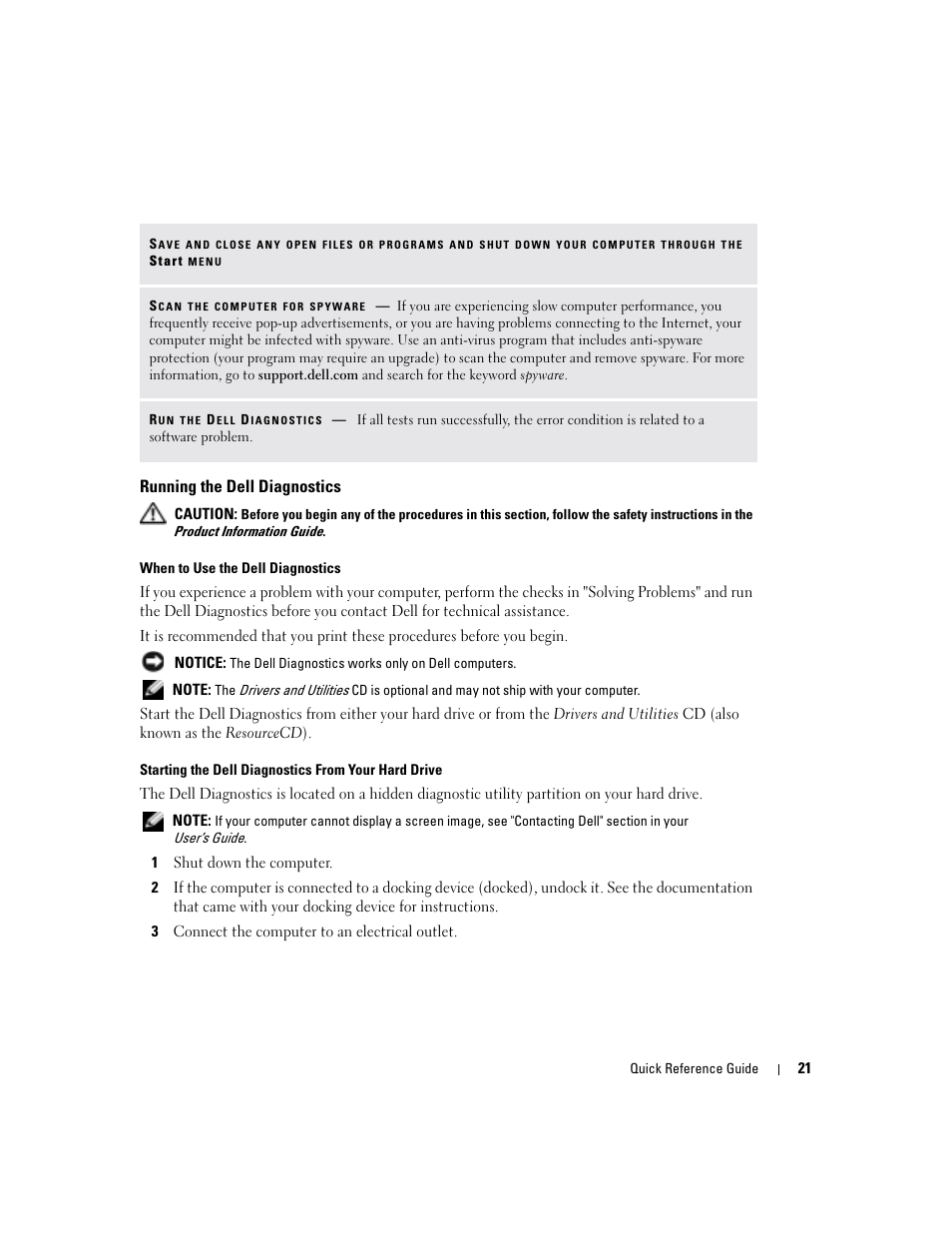 Running the dell diagnostics | Dell Latitude D510 User Manual | Page 21 / 104
