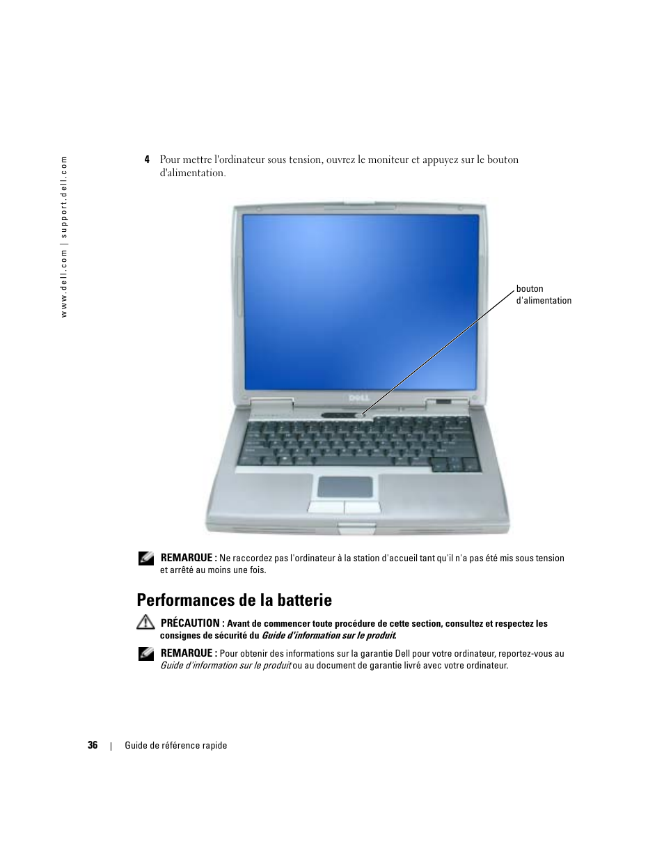 Performances de la batterie | Dell Latitude D510 User Manual | Page 36 / 104