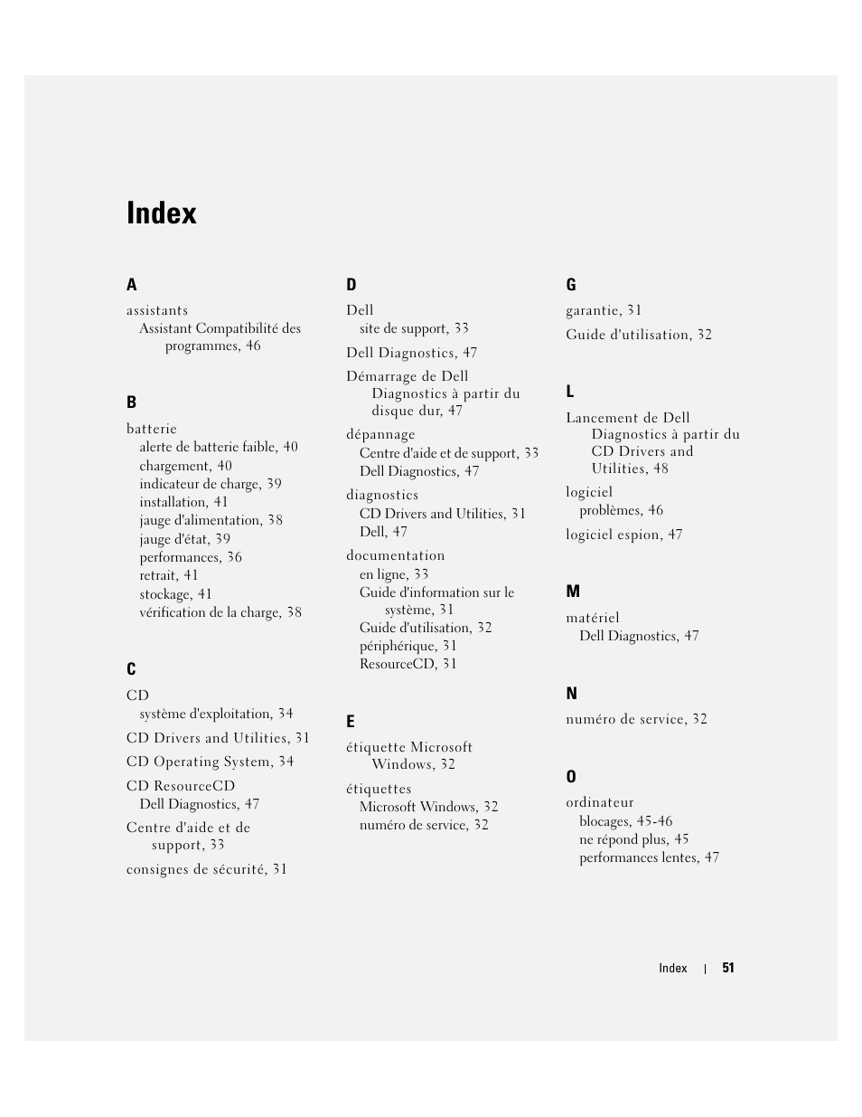 Index | Dell Latitude D510 User Manual | Page 51 / 104