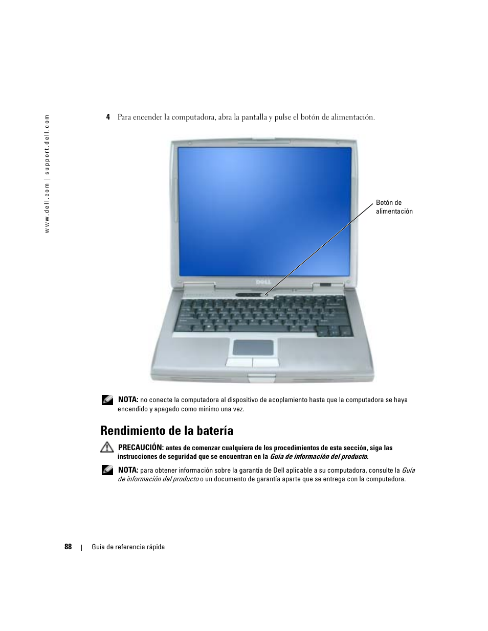 Rendimiento de la batería | Dell Latitude D510 User Manual | Page 88 / 104