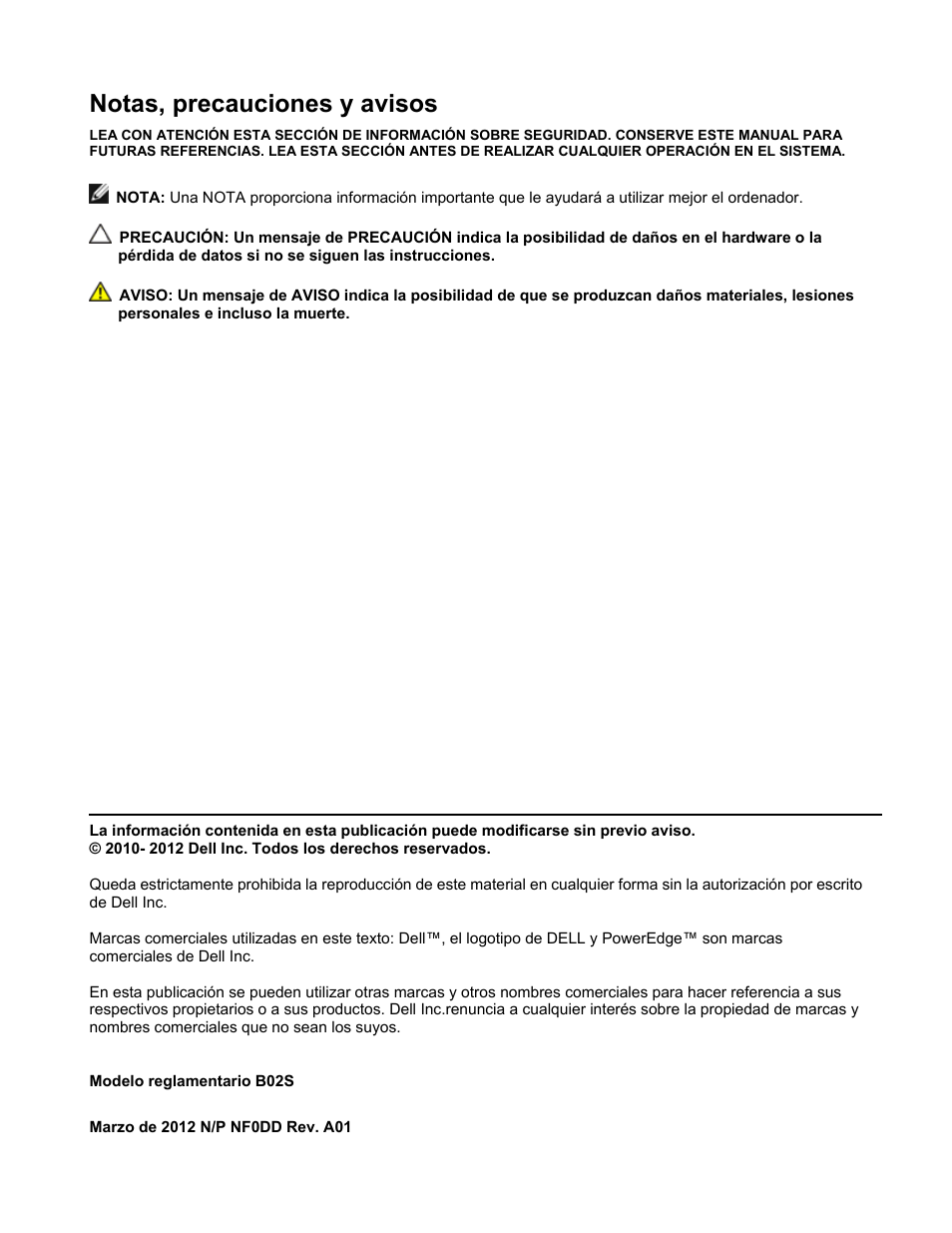 Notas, precauciones y avisos | Dell PowerEdge C410x User Manual | Page 42 / 52