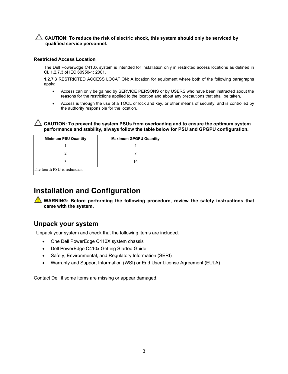 Installation and configuration, Unpack your system | Dell PowerEdge C410x User Manual | Page 5 / 52