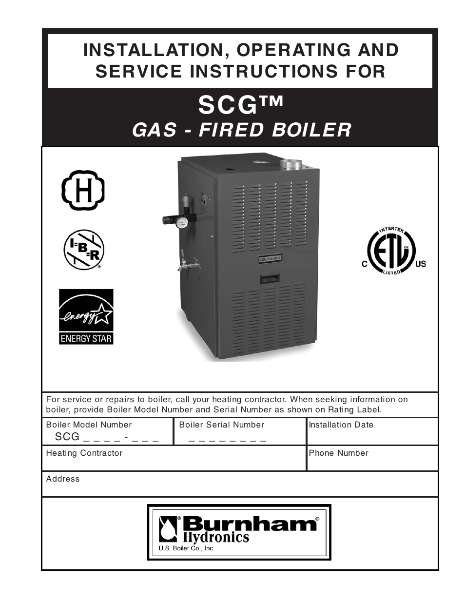 Burnham SCG User Manual | 92 pages