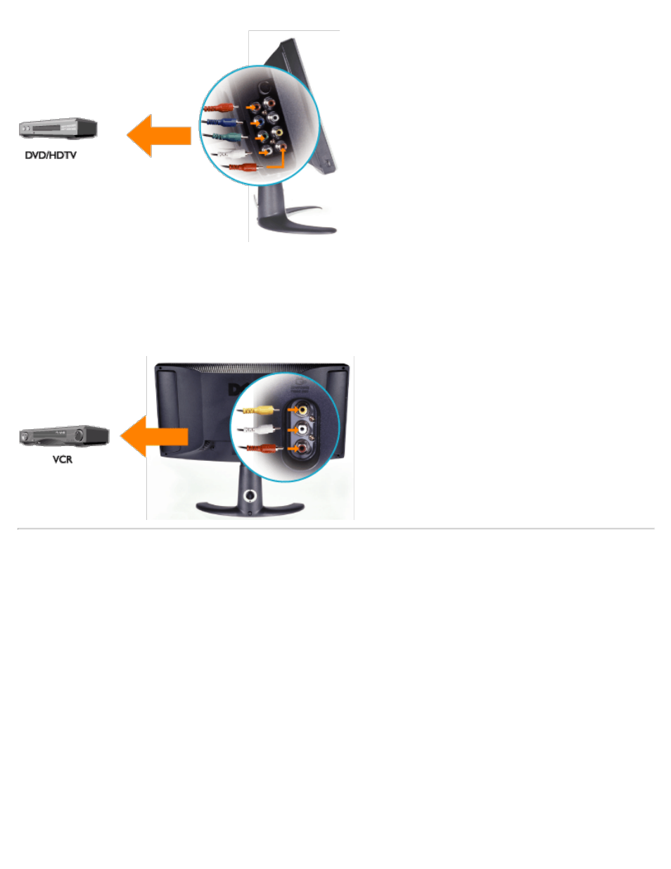 Conexión de salidas de vídeo y audio | Dell LCD TV W2300 User Manual | Page 45 / 65