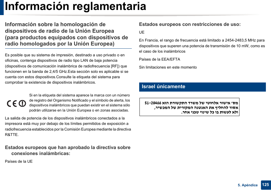 Información reglamentaria | Dell B1165nfw Multifunction Mono Laser Printer User Manual | Page 125 / 311