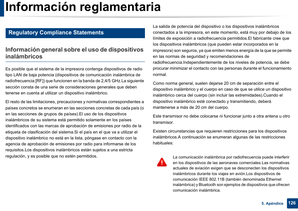 Información reglamentaria | Dell B1165nfw Multifunction Mono Laser Printer User Manual | Page 126 / 311