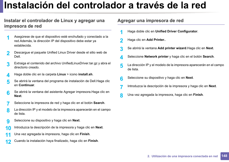 Instalación del controlador a través de la red | Dell B1165nfw Multifunction Mono Laser Printer User Manual | Page 148 / 311
