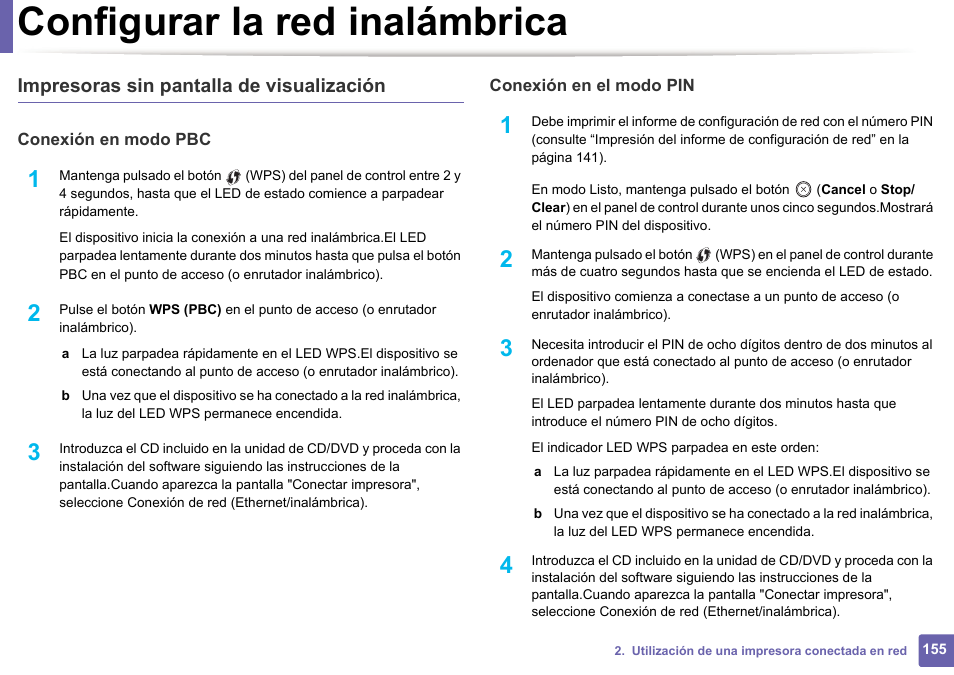 Configurar la red inalámbrica | Dell B1165nfw Multifunction Mono Laser Printer User Manual | Page 155 / 311