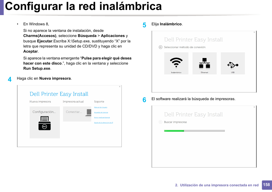 Configurar la red inalámbrica | Dell B1165nfw Multifunction Mono Laser Printer User Manual | Page 158 / 311