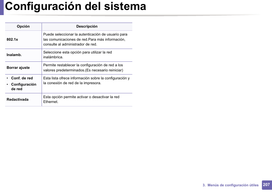 Configuración del sistema | Dell B1165nfw Multifunction Mono Laser Printer User Manual | Page 207 / 311