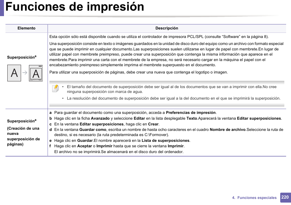 Funciones de impresión | Dell B1165nfw Multifunction Mono Laser Printer User Manual | Page 220 / 311