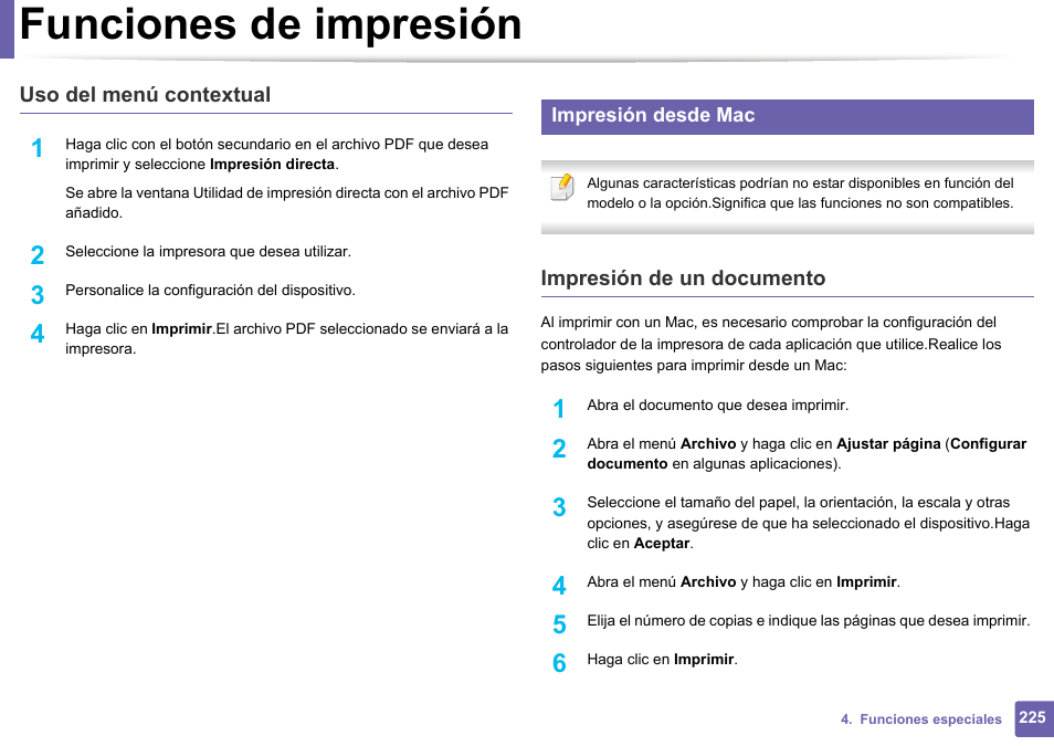 Funciones de impresión | Dell B1165nfw Multifunction Mono Laser Printer User Manual | Page 225 / 311